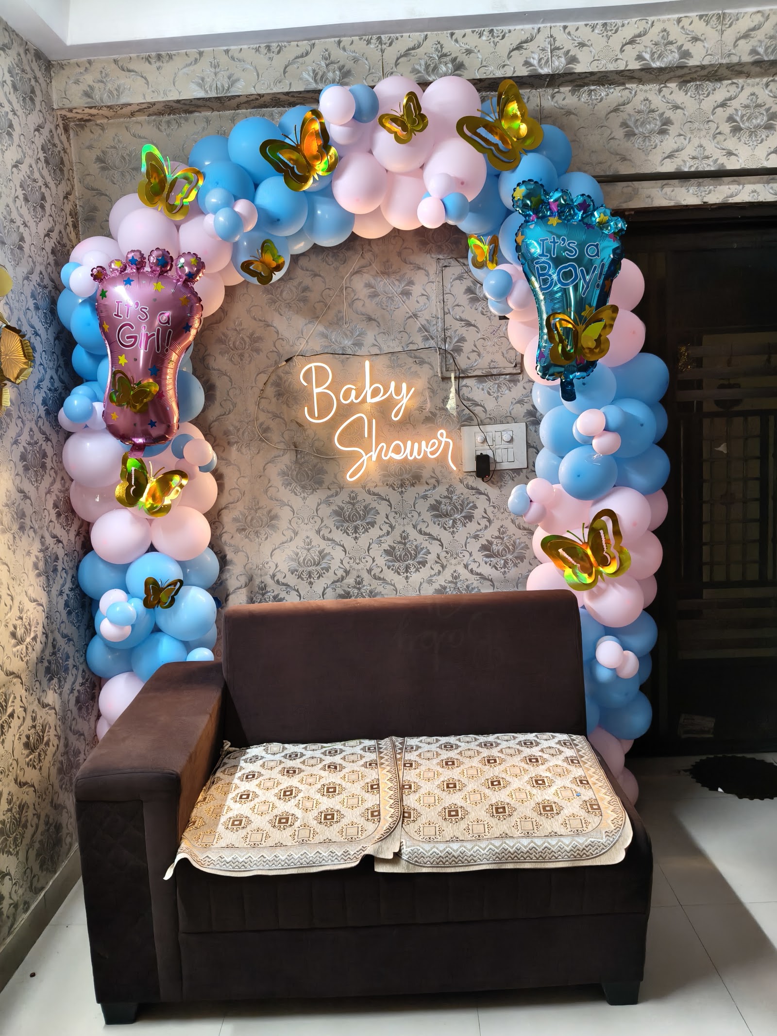 Pastel Cloud Baby Shower Setup