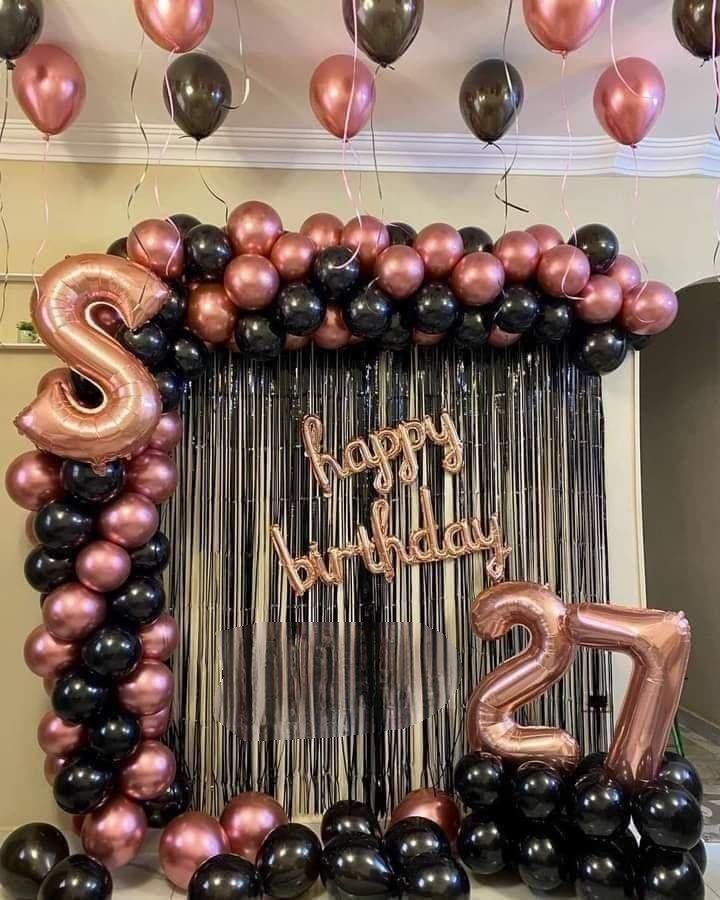 Romantic celebration balloon backdrop setup