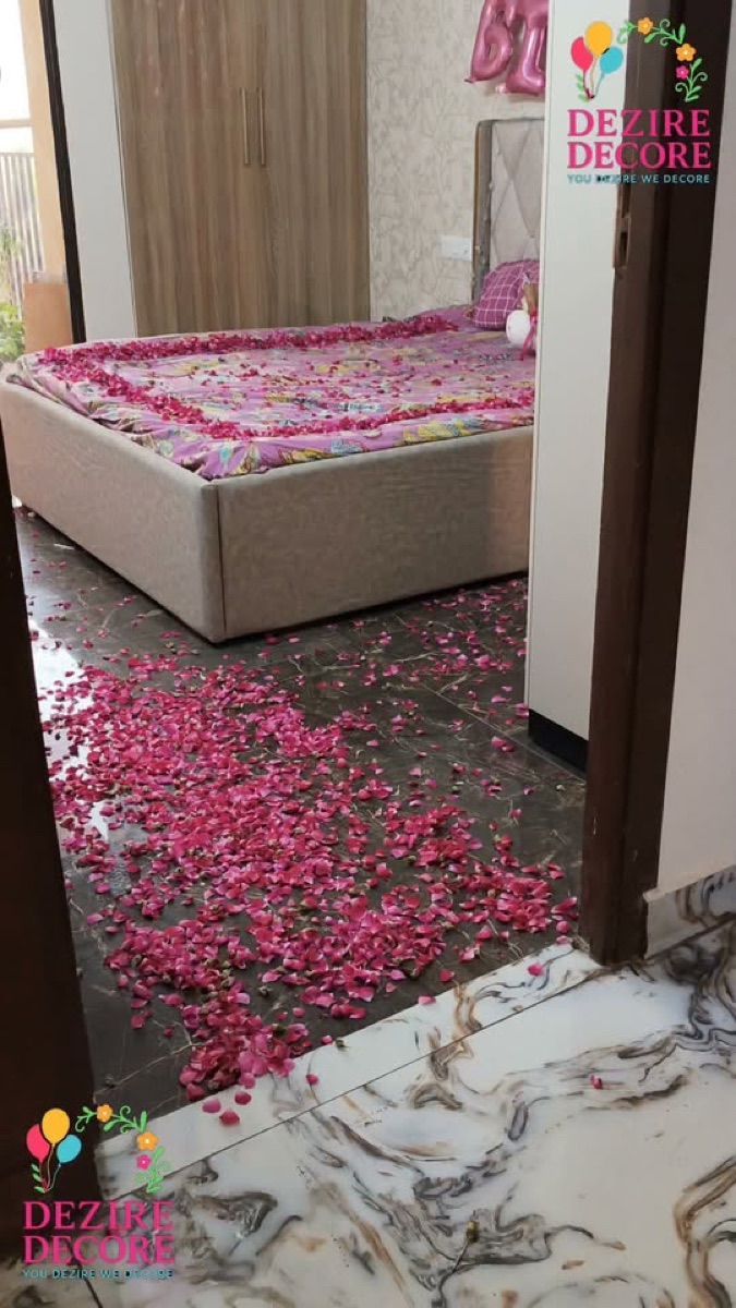 Romantic Rose Petal Anniversary Setup